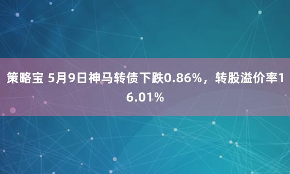 策略宝 5月9日神马转债下跌0.86%，转股溢价率16.01%